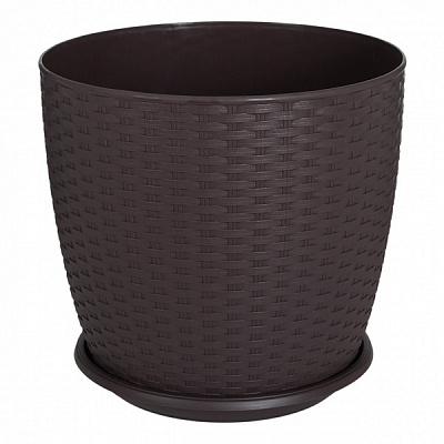 Горщик Алеана Ротанг з підставкою 16,0х15,0 см круглий 2,1 л темно-коричневий (114056)