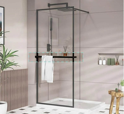 Стінка душова Koller Pool AQWB70120С AQUA Walk-IN Black matt 1000x1950x(700-1200)