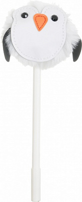 Ручка шариковая Пингвин с искусственным мехом белый 