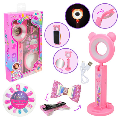 Набір аксесуарів Shantou лампа для селфі з USB-кабелем, наліпки на нігті, дзеркало, аксесуари T257S