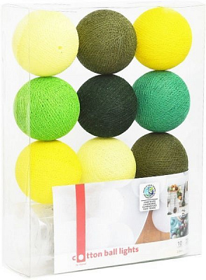 Електрогірлянда Котонові кульки yellow green світлодіодна (LED) 10 ламп
