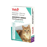 Краплі протипаразитарні VEKO Ассуріті Плюс Спот Он для котів 4-8 кг