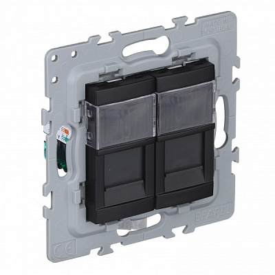 Розетка двойная с заземлением Efapel Latina IP20 черный матовый 4797612 SPM