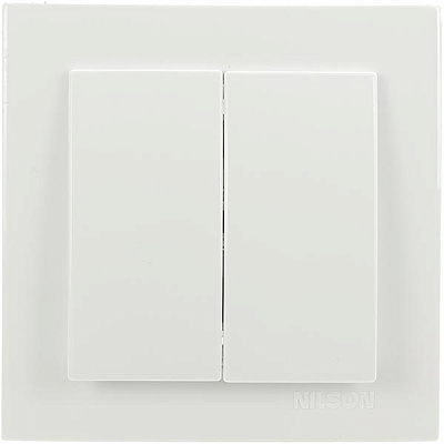 Вимикач двоклавішний Nilson Touran без підсвітки 10 А 230В IP20 білий 24111003