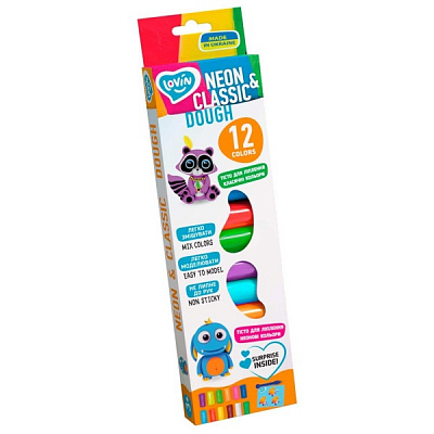 Тісто для ліплення Lovin 12 кольорів Neon and Classic 41182