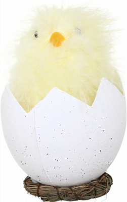 Декорация пасхальная Цыпленок в скорлупке желтый дизайн в ассортименте