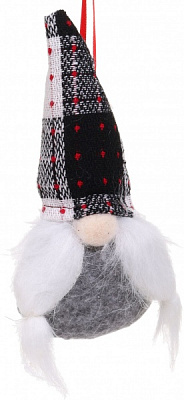 Декоративная подвеска Гном 20 см серый NY21131
