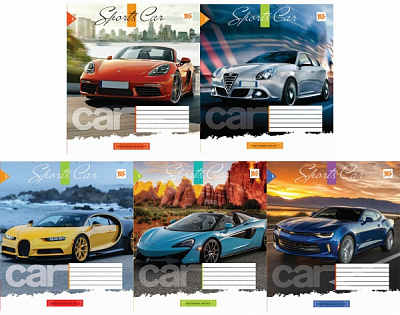 Комплект тетрадей Sport car 12 листов в клетку 25 шт. YES