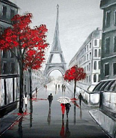 Набор для творчества со стразами на подрамнике Осень в Париже 40x50 см 188093 Діамантові ручки 