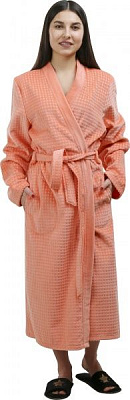 Халат велюровый Cawo Checked р. 48 персиковый 