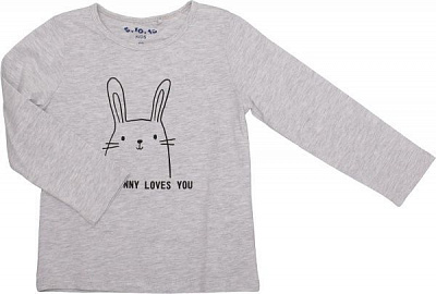 Футболка с длинным рукавом 5.10.15. для девочки 3H3922 р.98 серый меланж 