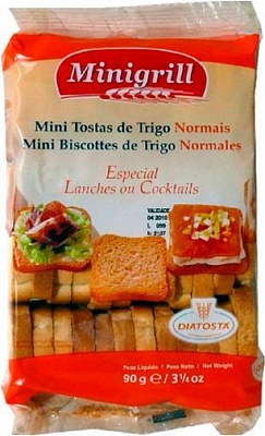 Тости пшеничні Diatosta - Industria Alimentar S.A. Minigrill 90 г (5601560111189)