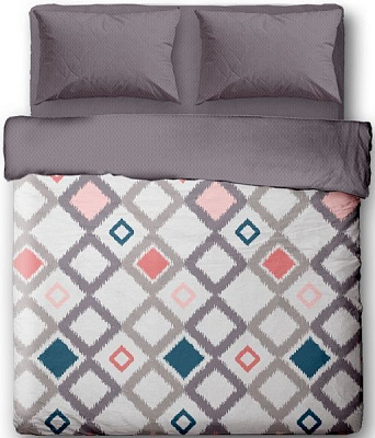 Комплект постельного белья Modern Rhomb семейный серый с рисунком Ibodo 