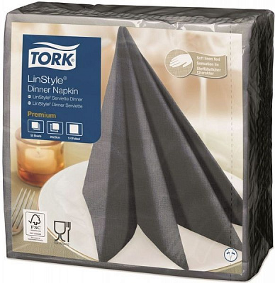 Серветки столові Tork LinStyle Premium 39x39 см антрацит 50 шт.