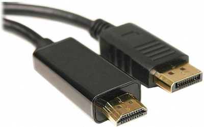 Кабель PowerPlant DisplayPort – HDMI 1,8 м чорний (KD00AS1278) односторонній з напрямком сигналу