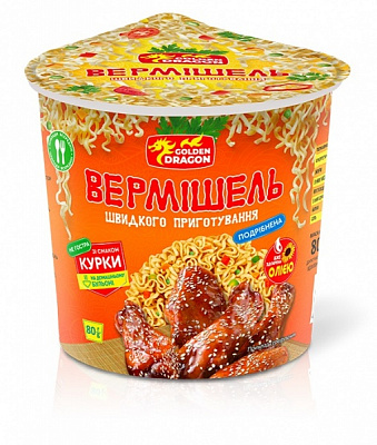 Вермішель GOLDEN DRAGON зі смаком курки 80 г