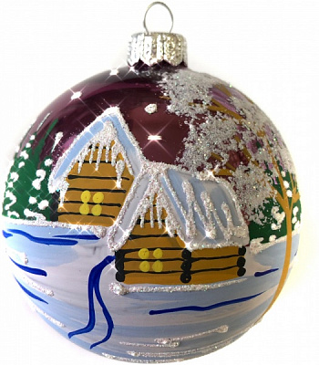 Куля новорічна Юріта Пейзаж d 95 мм бузковий A90382M