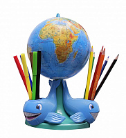 Глобус физический + канцелярский набор Три кита Марко Поло