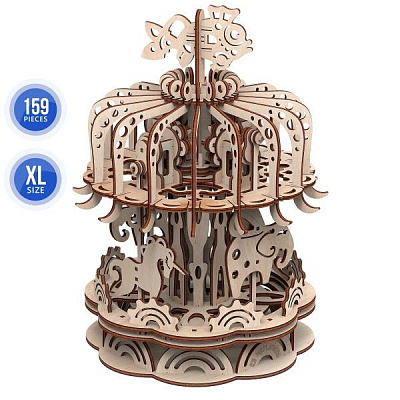 Дерев'яний 3D-конструктор Mr.Playwood Карусель механічна 10403