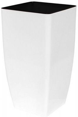 Вазон пластиковий Алеана Квадро 16*16*30см квадратний 5,5л біло-рожевий