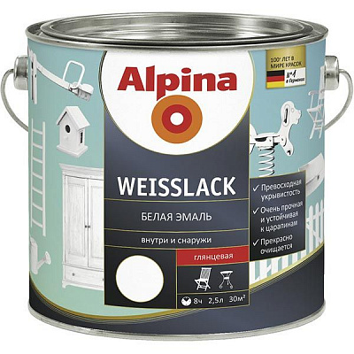 Эмаль Alpina Weisslack GL белая 0.75 л
