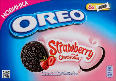 Печенье OREO с какао и начинкой со вкусом клубники и чизкейка 228 г 