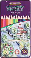 Карандаши цветные 12 цветов шестигранные Premium