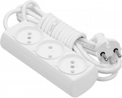 Подовжувач Borsan без заземлення 3 гн. білий 3 м BR-1543-3