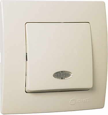 Вимикач одноклавішний Makel Lillium Natural Kare з підсвіткою кремовий 32010021
