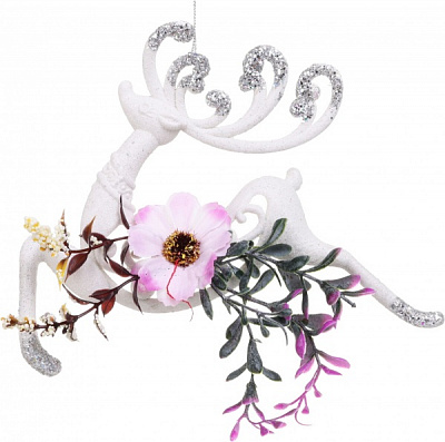 Декоративна підвіска Олень із декором 21 см білий HFW10