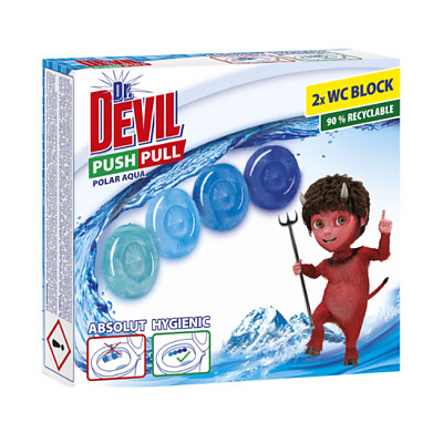 Диски туалетні Dr.Devil PUSH PULL Polar aqua 2х20 г 0,04 л