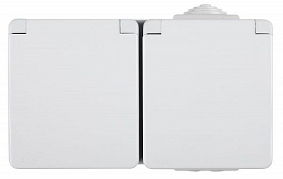 Розетка влагозащищенная двойная с заземлением Efapel Waterproof без шторок с крышкой белый 48862 CBR