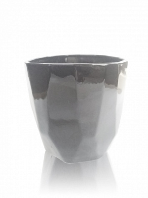 Кашпо керамічне 17х17х16 cм фігурний 1,5 л світло-сірий (205-16)