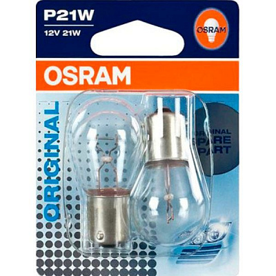 Лампа накаливания Osram (7506-02B) P21W BA15S 12 В 21 Вт 2 шт 3200