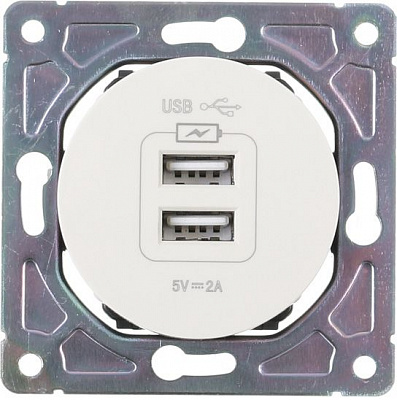 Механізм розетки USB кінцева подвійна HausMark Bela без шторок без кришки крем SNG-SCP.RD20MG2U-CR