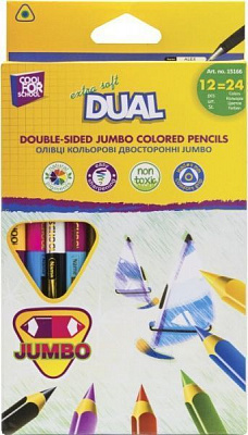 Карандаши цветные Dual Jumbo Extra Soft 12 шт. CF15166 Cool For School