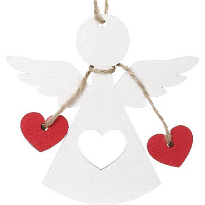 Підвіска дерев'яна Янгол з серцем 7,5 см