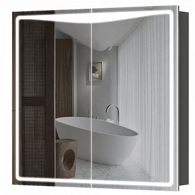 Дзеркальна шафа Aquarius Савойя з LED-підсвічуванням 80 графіт