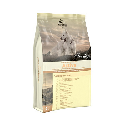 Корм сухий для активних собак для усіх порід Carpathian Pet Food Active 3 кг