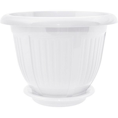 Горщик пластиковий Алеана Хвиля круглий 3,8л білий (112046)