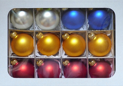Набір ялинкових куль без малюнку 60 мм срібло/золото/синій/червоний 60Dбр/12