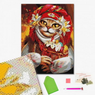 Алмазная мозаика Пасхальная кошка ©Марианна Пащук 40х50 см Brushme 