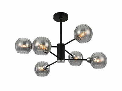 Люстра стельова WunderLicht 6x60 Вт E14 чорний KK5018-46