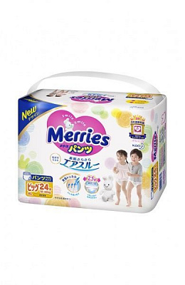 Подгузники-трусики Merries размер Big 12-22 кг / 24 шт. (Jumbo)
