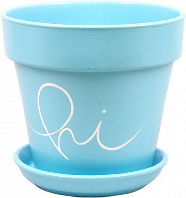 Горщик керамічний Оріана-Запоріжкераміка Наперсток №1 Hello круглий 2,6л блакитний