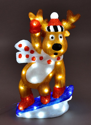 Фігурка з підсвіткою Bright Source Ltd. Олень на сновборді світлодіодна (LED) 80 ламп 50 см