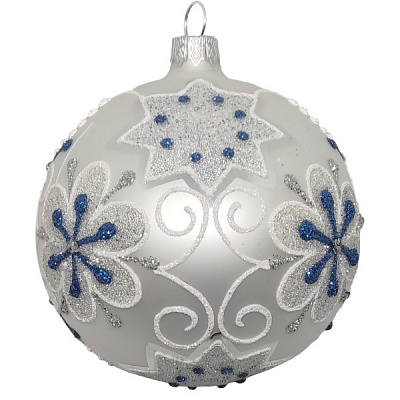 Куля новорічна 100 мм срібний 4918-1