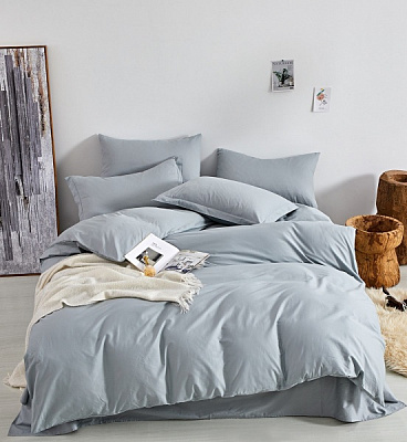 Комплект постельного белья евро серо-голубой Word of Dream 
