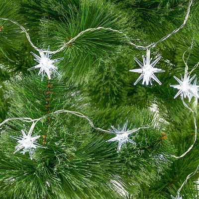 Электрогирлянда линейная внутренняя встроенный светодиод (LED) 20 ламп 3м Снежинки белые LD020W-AY/SF 