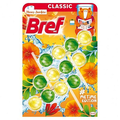 Туалетный блок Bref Сила актив «Фанат новостей» 3x50 г 